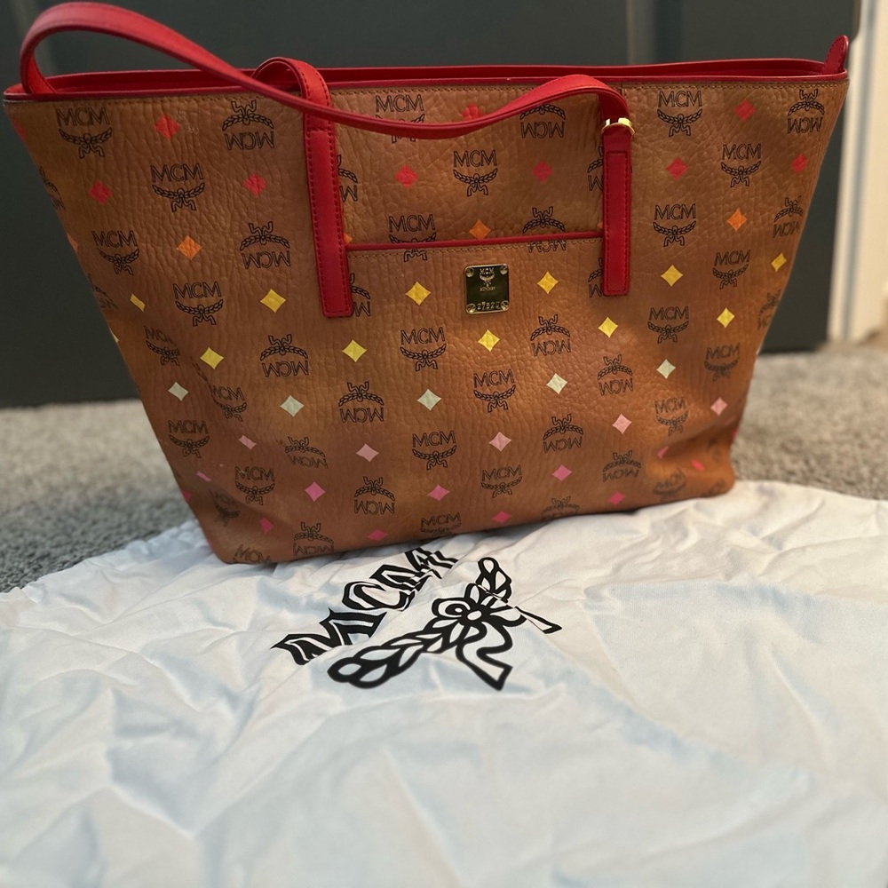MCM monogram tote bag with zipper